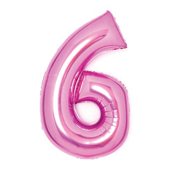 BALON FOLIOWY CYFRA 6 RÓŻOWY 66 CM