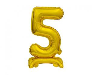 BALON FOLIOWY CYFRA STOJĄCA 5 ZŁOTA 38 CM