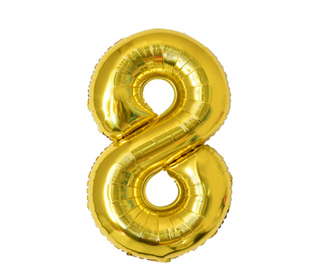 BALON CYFRA 8 ZŁOTY 100 CM