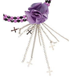 NASZYJNIK GOTYCKI CHOKER Z FIOLETOWYM KWIATEM