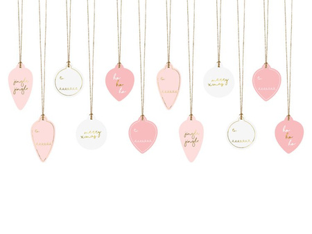 Zawieszki do prezentów Bombki, mix (1 karton / 50 op.) (1 op. / 12 szt.)