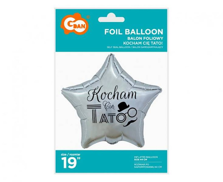 BALON FOLIOWY KOCHAM CIĘ TATO 19 CALI SREBRNY