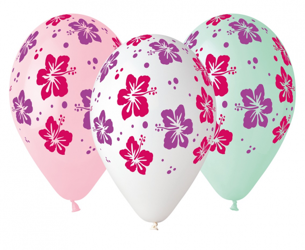 BALONY KOLOROWY HIBISKUS 13 CALI  5 SZT.