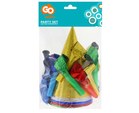 ZESTAW URODZINOWY BALONY CZAPECZKI TRĄBKI