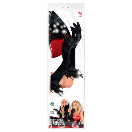 RĘKAWICZKI CZARNE Z PIÓRAMI