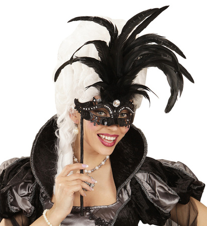 MASKA Z PIÓRAMI CZARNA