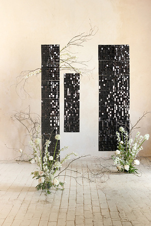 PANEL CEKINOWY KWADRATY CZARNY 30X30 CM