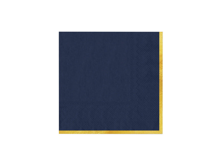 SERWETKI PAPIEROWE GRANATOWE ZE ZŁOTYM OBRAMOWANIEM 33X33CM 10 SZT