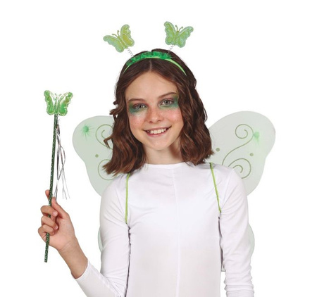 ZIELONY ZESTAW WRÓŻKI SKRZYDEŁKA OPASKA RÓŻDŻKA 