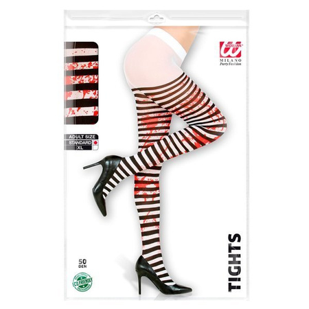 RAJSTOPY BIAŁO-CZARNE W PASKI I KREW             