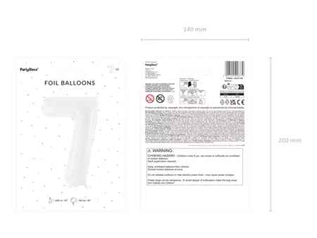 BALON FOLIOWY BIAŁY CYFRA 7