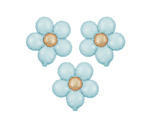 BALONY FOLIOWE KWIATY NIEBIESKI MATOWY 45 CM 3 SZT