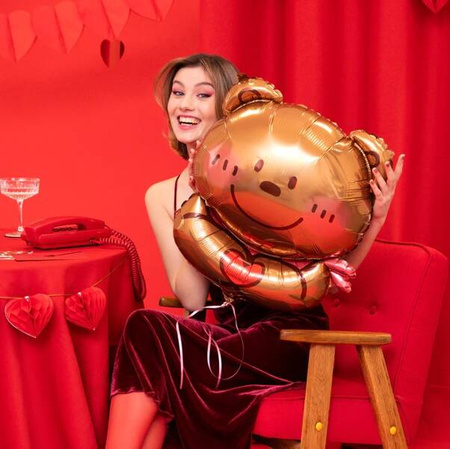 BALON FOLIOWY MIŚ Z SERDUSZKIEM 58x75cm