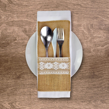 JUTOWE ETUI NA SZTUĆCE Z KORONKĄ 2 SZT.