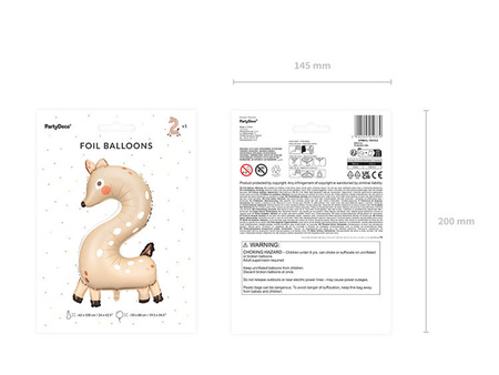 BALON FOLIOWY CYFRA 2 SARENKA 65 X 102 CM