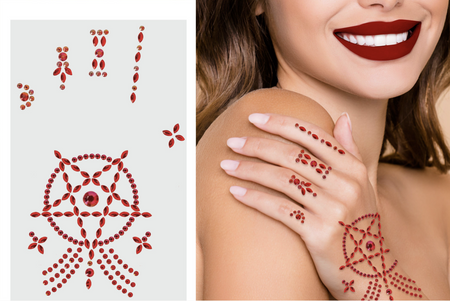 KRYSZTAŁKI NA RĘKĘ CZERWONE SATANISTYCZNE 11X18 CM