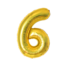 BALON CYFRA 6 ZŁOTY 100 CM