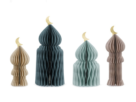 Dekoracje papierowe honeycomb Eid Mubarak 22.5-33.5cm (1 op. / 4 szt.)