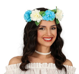 WIANEK Z KWIATÓW NIEBIESKO-BIAŁY