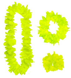 ZESTAW HAWAJSKI ŻÓŁTY NEON NASZYJNIK WIANEK BRANSOLETKA