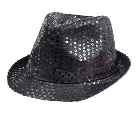 Kapelusz czarny, cekinowy cekiny
