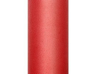 TIUL GŁADKI CZERWONY 30 cm x 9 m