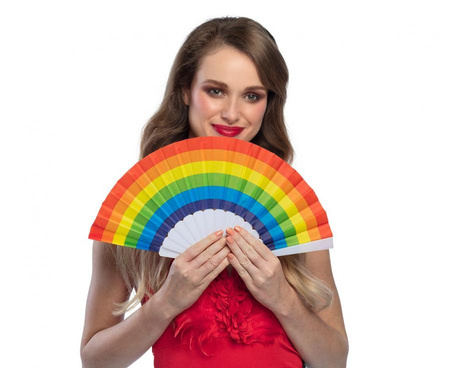 Wachlarz Rainbow 23 cm kolorowy tęczowy tęcza
