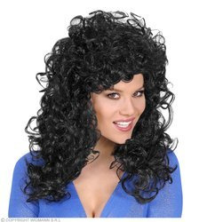 PERUKA MOKRA WŁOSZKA CZARNA