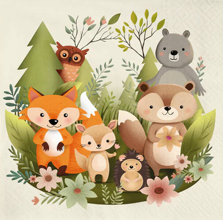 SERWETKI PAPIEROWE LEŚNI PRZYJACIELE 33X33 CM 10 SZT