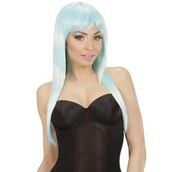 PERUKA DAMSKA NIEBIESKO TURKUSOWA