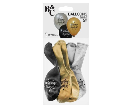 BALONY WITAMY NOWY ROK 5 SZT 30 CM