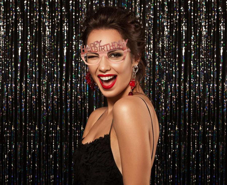 OKULARY PAPIEROWE URODZINOWE RÓŻOWE ZŁOTO 4 SZT