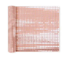 BIEŻNIK KWADRATOWE CEKINY RÓŻOWE ZŁOTO 275 X 28 CM