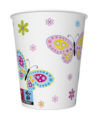 KUBECZKI PAPIEROWE KOLOROWE MOTYLE I KWIATY 250 ML
