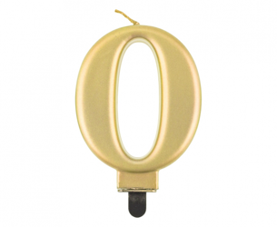 ŚWIECZKA CYFRA 0 ZŁOTA METALICZNA 8 CM