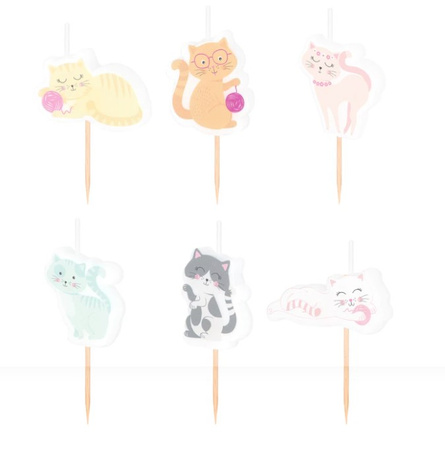 ŚWIECZKI URODZINOWE KOTKI 6 SZT 