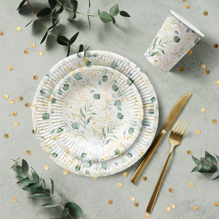 TALERZYKI PAPIEROWE KOMUNIA EUKALIPTUS 23 CM 8 SZT