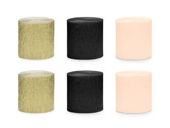 KREPA 6 SZT. 5 CM 10 M MIX CZARNY ZŁOTY BRZOSKWINIOWY