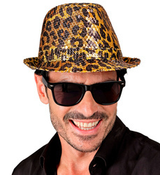 KAPELUSZ ZŁOTY CEKINOWY LAMPART