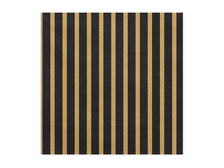SERWETKI 33X33cm CZARNO-ZŁOTE PASKI