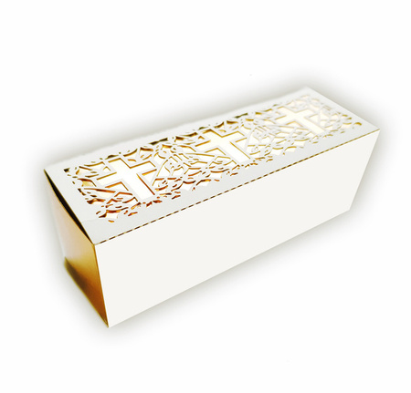 PUDEŁKO NA SŁODYCZE SREBRNO-ZŁOTE 12x4x4 CM