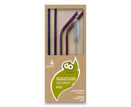 #ZSŁ Rurki metalowe, tęczowe, 2 zagięte, 2 proste i szczoteczka KK