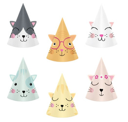 CZAPECZKI URODZINOWE KOTEK 6 SZT