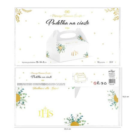 PUDEŁKA NA CIASTO KOMUNIA IHS 10 SZT.