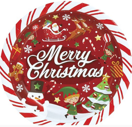 TALERZYKI PAPIEROWE MERRY CHRISTMAS ELF 23 CM 6 SZT.