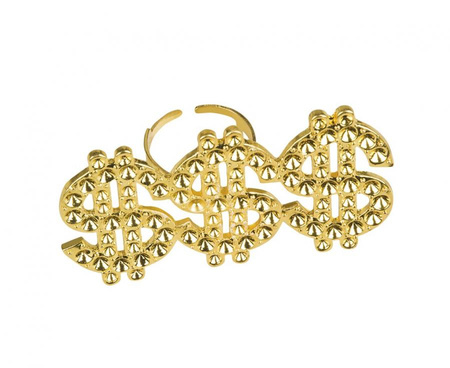 Pierścień Potrójny Dolar złoty z potrójnym dolarem sygnet gangstera