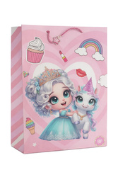 TORBA PREZENTOWA KSIĘŻNICZKA Z JEDNOROŻCEM 32 X 26 X 12 CM