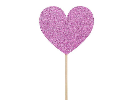 DEKORACJE DO MUFFINEK SERCA CIEMNORÓŻOWY 6 szt.