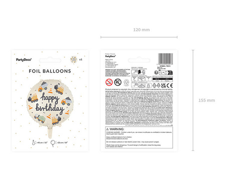 BALON FOLIOWY 45 CM POJAZDY BUDOWLANE