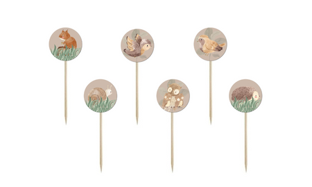 PIKERY NA TORT LEŚNE ZWIERZĄTKA 6 SZT
